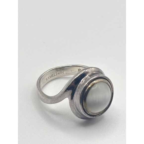 Kameleon 925 Sterling Silver Ring With White Mother Of Pearl Gemstone Size 7.5 - Picture 1 of 11